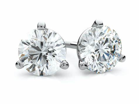 14K White Gold 3ctw Round Lab Diamond Solitaire Stud Earrings For Cheap