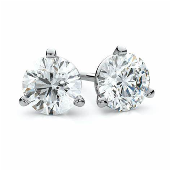 14K White Gold 3ctw Round Lab Diamond Solitaire Stud Earrings For Cheap