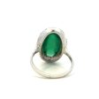 Estate Sterling Silver Oval Green Chrysoprase & Marcasite Halo Ring on Sale