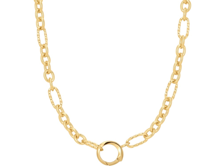 14K Yellow Gold Plated Mixed Link Charm Connector Chain Necklace by Ania Haie For Sale