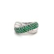 Estate Sterling Silver Emerald Cluster Crossover Band Discount