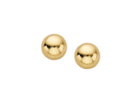 14K Yellow Gold 7mm Ball Stud Earrings on Sale