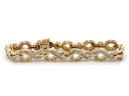 Estate 14K Yellow Gold 3.25ctw Round Diamond Infinity Link Bracelet Online Hot Sale