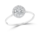 14K White Gold 0.73ctw Round White Topaz & Diamond Halo Ring For Discount