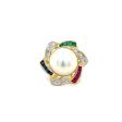 Estate 14K Yellow Gold 14.5mm Mabe Pearl, Gemstone & Diamond Halo Star Ring Cheap