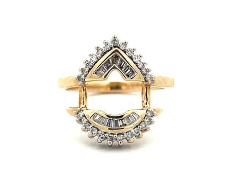 Estate 14K Yellow Gold 0.46ctw Baguette & Round Diamond Ring Guard for Pear Shaped Ring Sale