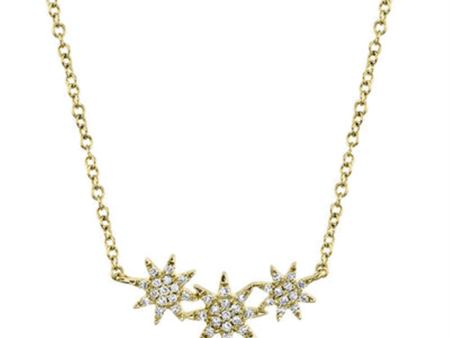 14K Yellow Gold 0.09ctw Diamond Starburst Curved Bar Necklace by Shy Creation For Discount