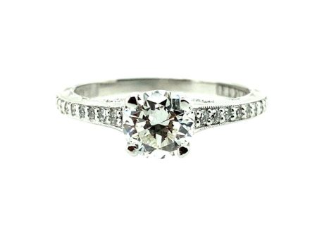 Estate 18K White Gold 0.95ctw Round Diamond Classic Engagement Ring by Tacori Discount