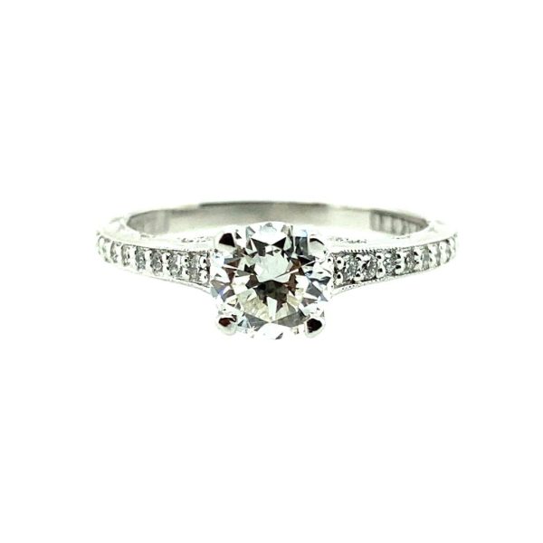 Estate 18K White Gold 0.95ctw Round Diamond Classic Engagement Ring by Tacori Discount