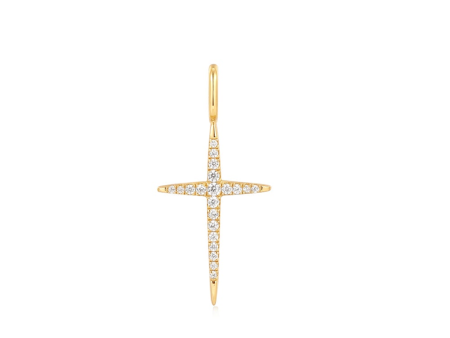 Sterling Silver & 14K Yellow Gold Plated Cubic Zirconia Cross Charm by Ania Haie Fashion