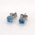 14K White Gold 1.17ctw Swiss Blue Topaz Stud Earrings Discount