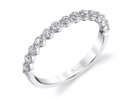 14K White Gold 0.42ctw Round Diamond Bubble Wedding Band Online Hot Sale