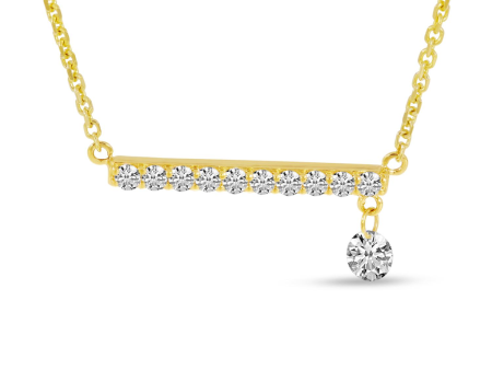 14K Yellow Gold 0.25ctw Dashing Diamond Bar Necklace by Brevani Fashion