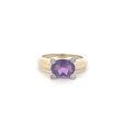 Estate 14K Yellow Gold Oval Amethyst & Diamond Ring For Cheap