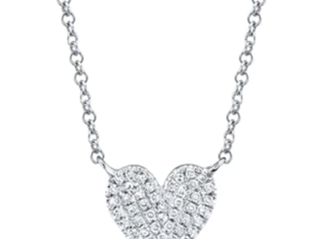 14K White Gold 0.11ctw Diamond Cluster Heart Necklace by Shy Creation Supply