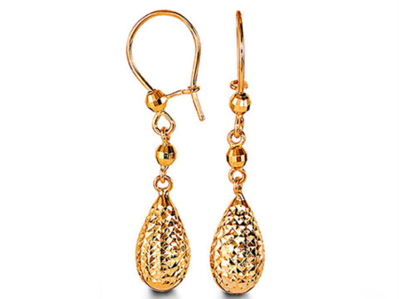 10K Yellow Gold Ki ds Diamond Cut Drop Earrings Online Sale