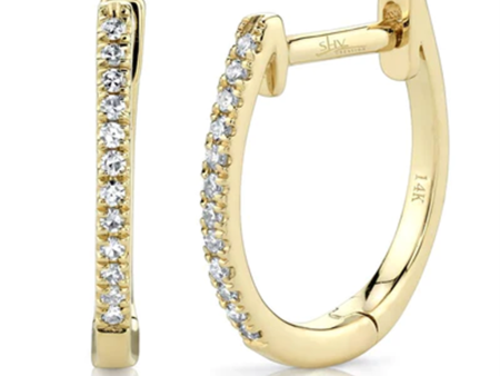 14K Yellow Gold 0.08ctw Diamond Huggie Hoop Earrings by Shy Creation For Cheap