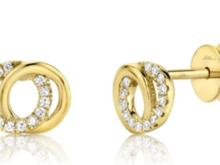 14K Yellow Gold 0.09ctw Diamond Love Knot Stud Earrings by Shy Creation For Discount