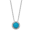 Sterling Silver Sleeping Beauty Turquoise & White Topaz Halo Necklace by Samuel B. Discount