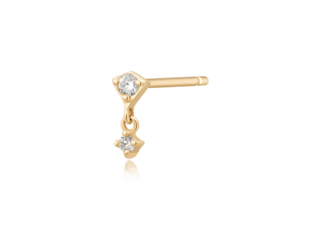 14K Yellow Gold 0.05ctw Lab Diamond Dangle Stud Earrings by Aurelie Gi Sale