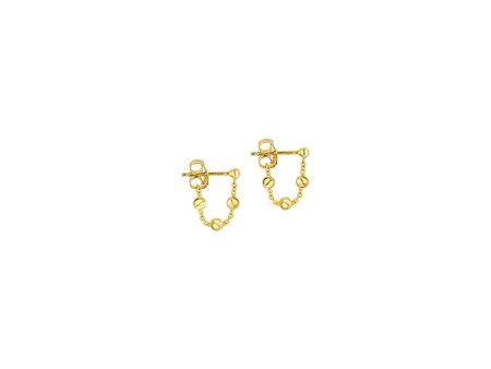 14K Yellow Gold Beaded Chain Drop Earrings by Midas Chain For Cheap