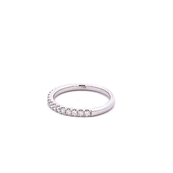 14K White Gold 0.35ctw Round Diamond Half Wedding Band Discount