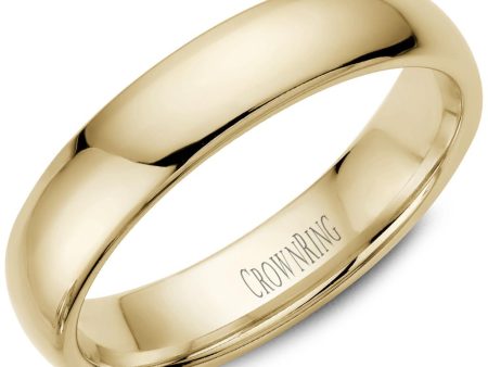 14K Yellow Gold 5mm Lightweight Dome Men s Wedding Band by Crown Ring Online Sale