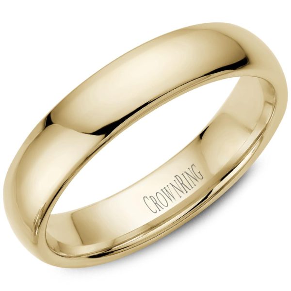 14K Yellow Gold 5mm Lightweight Dome Men s Wedding Band by Crown Ring Online Sale