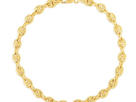 14K Yellow Gold Puffed Mariner Chain Bracelet Online now