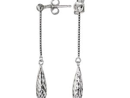 10K White Gold Textured Drop Earrings Discount