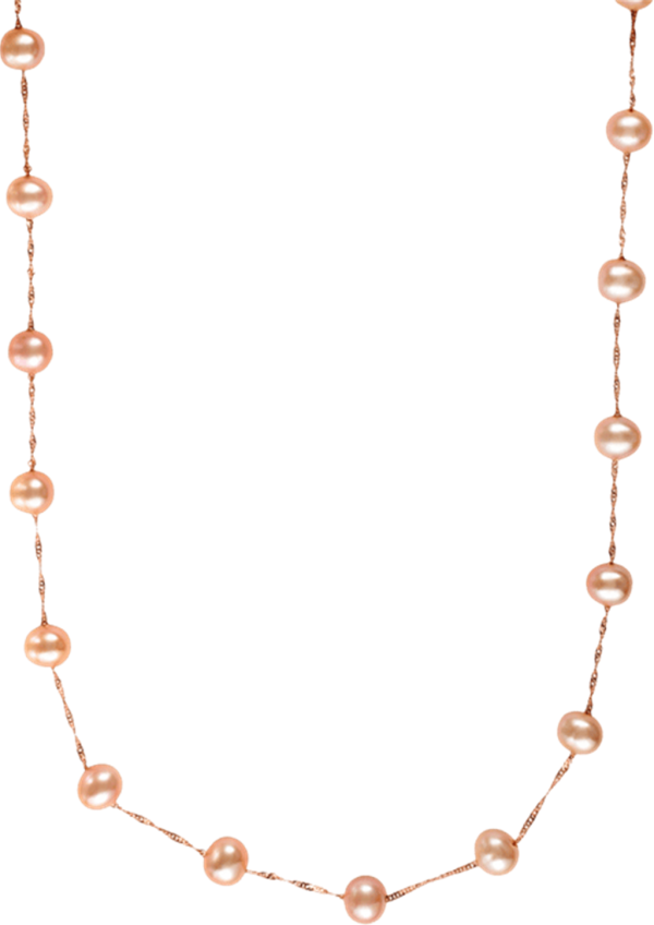 14K Rose Gold 6-6.5mm Pink Freshwater Pearl Station Necklace Online now