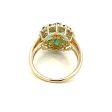 Estate 14K Yellow Gold Emerald & Diamond Cluster Flower Ring Online Hot Sale