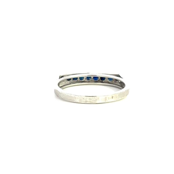 Estate Sterling Silver Blue Sapphire Bar Ring on Sale