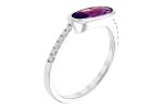 14K White Gold 1.02ctw Oval Amethyst & Diamond Ring by Allison Kaufman For Cheap