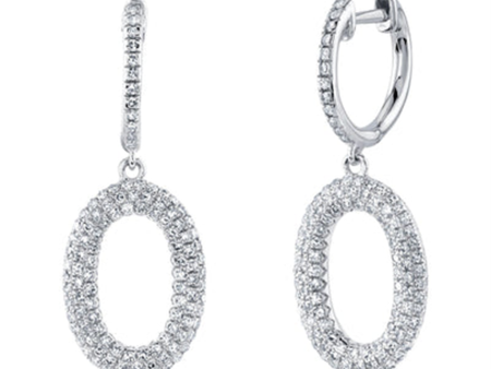 14K White Gold 0.49ctw Round Diamond Oval Drop Earrings by Shy Creation Sale