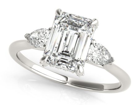 ENGAGEMENT RING EMERALD CUT CENTER on Sale