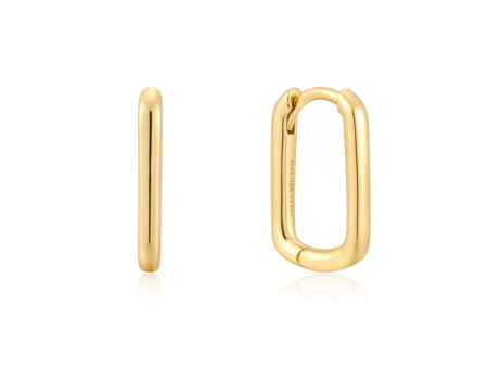 Gold Plated Paperclip Huggie Hoop Earrings by Ania Haie Sale