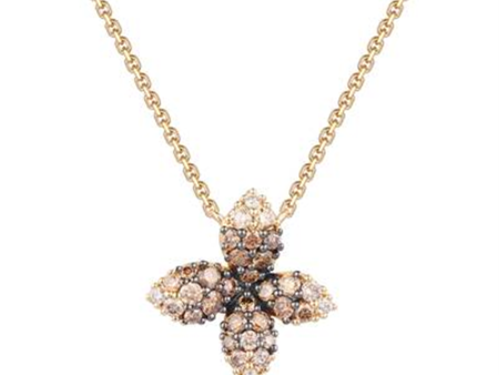 14K Yellow Gold 0.46ctw Brown Diamond Ombre Flower Necklace by Le Vian Hot on Sale