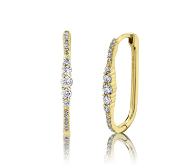 14K Yellow Gold 0.29ctw Graduated Diamond Oval Hoop Earrings by Shy Creation Sale