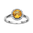 Sterling Silver Citrine & White Topaz Halo Ring by Samuel B. Cheap