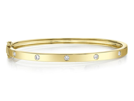 14K Yellow Gold 0.38ctw Diamond Station Bangle Bracelet by Shy Creation For Sale