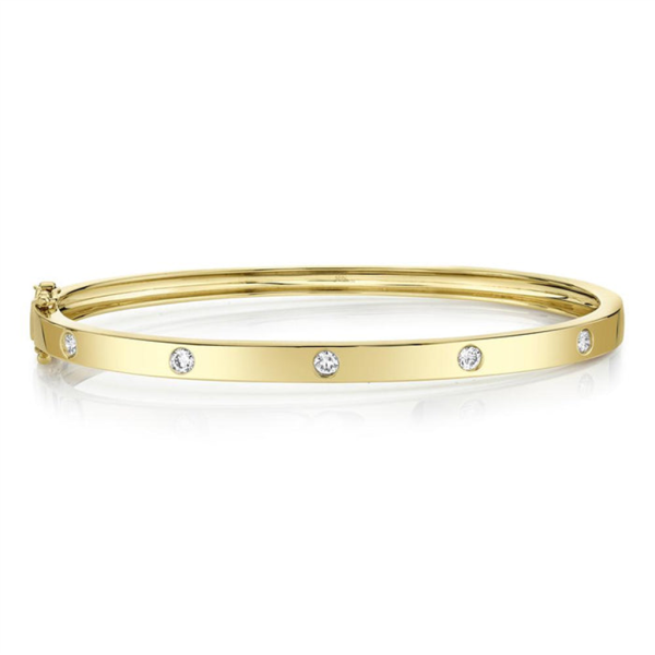 14K Yellow Gold 0.38ctw Diamond Station Bangle Bracelet by Shy Creation For Sale