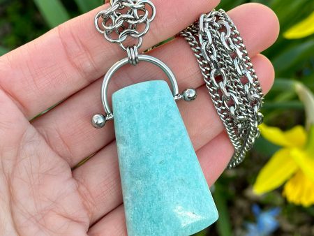 GEMSTONE Amazonite Trapezium Pendant on Sale