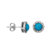 Sterling Silver Sleeping Beauty Turquoise & White Topaz Halo Stud Earrings by Samuel B. Sale