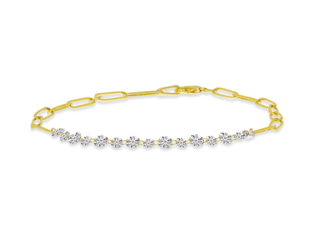 14K Yellow Gold 0.99ctw Dashing Diamond Paperclip Chain Bracelet Sale