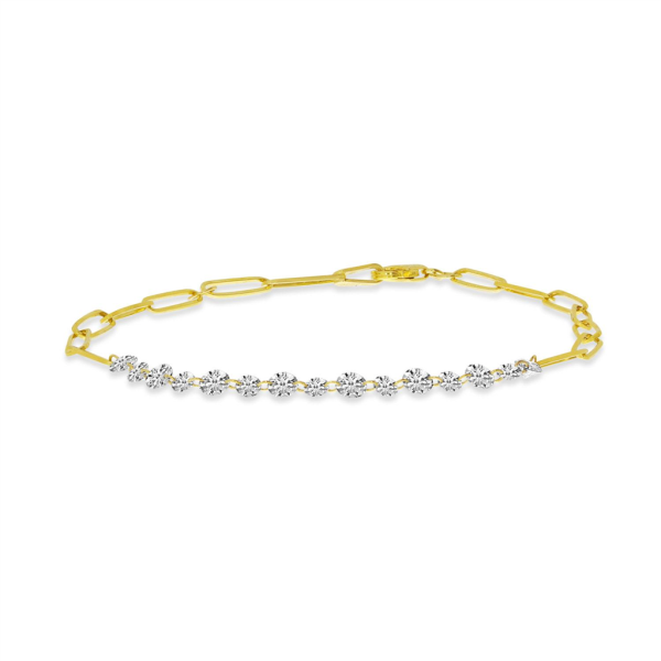 14K Yellow Gold 0.99ctw Dashing Diamond Paperclip Chain Bracelet Sale