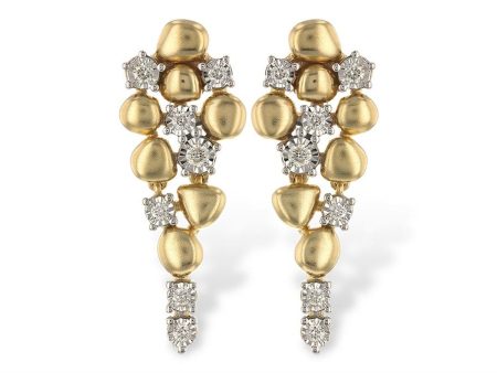 14K Two Tone Gold 0.20ctw Diamond Cascade Drop Earrings by Allison Kaufman Supply