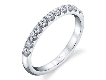 14K White Gold 0.33ctw Round Diamond Eleven Stone Wedding Band Cheap