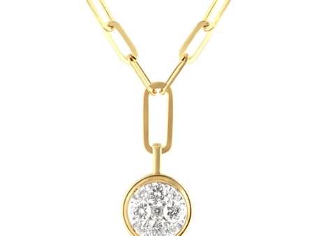 14K Two Tone Gold 0.36ctw Diamond Cluster Drop Necklace Discount