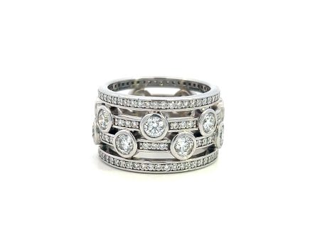 Estate 18K White Gold 2.54ctw Diamond Multi Row Open Ring by Hearts On Fire Supply